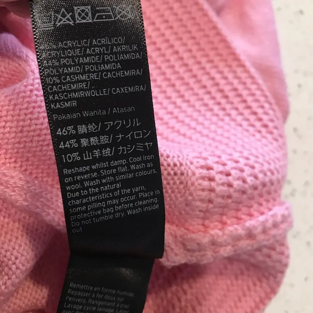 Top Shop Nordstrom Crop Sweater Size 4 Pink Acrylic Cashmere Long Sleeve NEW - Picture 6 of 7